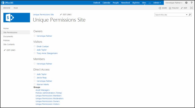 SharePoint 2013 Site Permissions
